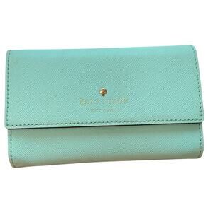 Kate Spade Baby Blue Leather Tri Fold Wallet